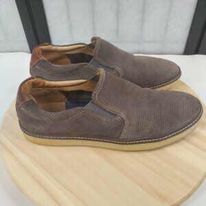 J&M Johnston Murphy Brown Sheepskin Suede Perforated Casual Men US 10M
